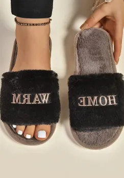 Papuci de casa pentru femei PC009, Home&Warm, Negru imagine