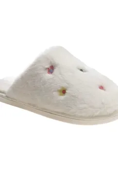 Papuci de casa pentru femei PC012, Flower, Alb imagine