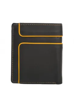 Portofel barbati Delis, Arin PT1433, piele naturala, Negru-Galben imagine