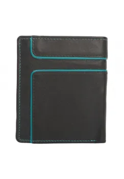 Portofel barbati Delis, Arin PT1435, piele naturala, Negru-Albastru imagine