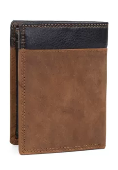 Portofel barbati Delis, Balthazar PT1242, piele naturala, Negru-Maro inchis imagine