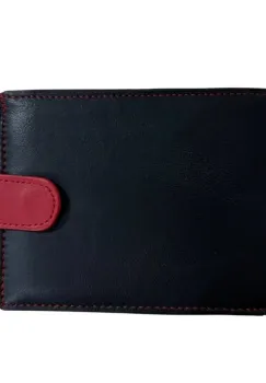 Portofel barbati Delis, Nick PT1438, piele naturala, Negru/ Rosu imagine