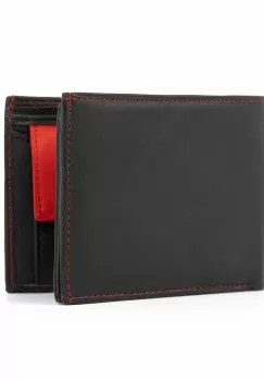 Portofel barbati Denis PT1028 piele naturala, Negru/Rosu imagine