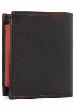 Portofel barbati Landon PT948, piele naturala, Negru - Rosu imagine