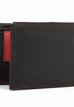 Portofel barbati Manuel PT991, piele naturala, Negru/Rosu imagine