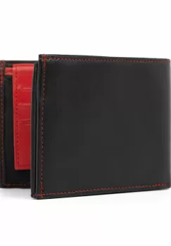 Portofel barbati Matias PT993, piele naturala, Negru/Rosu imagine