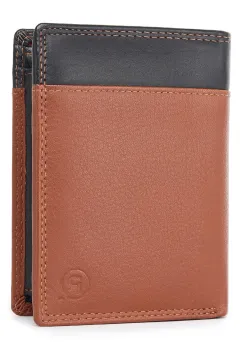 Portofel barbati Ronno, Eryx PT1473, piele naturala, Maro/Negru imagine