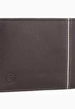 Portofel barbati Ronno, Traian PT1449, piele naturala, Maro / Crem imagine