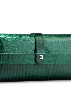 Portofel dama, Ameline PT1249, piele naturala, Verde imagine