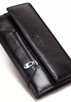 Portofel dama Delis, Basilia PT1212, piele naturala, Negru imagine