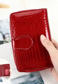 Portofel dama Delis, Yasmine PT1440, piele naturala, Rosu imagine