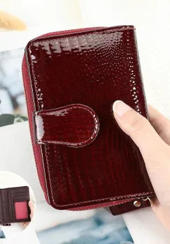 Portofel dama Delis, Yasmine PT1441, piele naturala, Bordo imagine