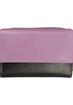 Portofel dama, Elysia PT1394, piele naturala, Negru/Mov imagine