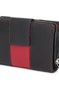 Portofel dama Marquise, Blanca PT1496, piele naturala, Negru/Rosu imagine