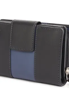 Portofel dama Marquise, Blanca PT1497, piele naturala, Negru/Albastru imagine