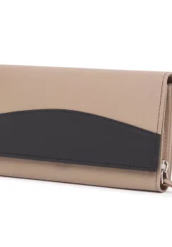 Portofel dama Marquise, Bluma PT1502, piele naturala, Crem/Negru imagine