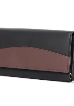 Portofel dama Marquise, Bluma PT1503, piele naturala, Negru/Maro imagine