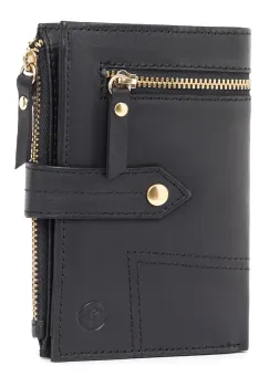 Portofel dama Marquise, Leandra PT1498, piele naturala, Negru imagine