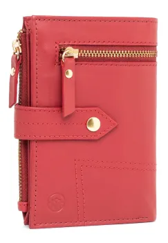 Portofel dama Marquise, Leandra PT1499, piele naturala, Rosu imagine