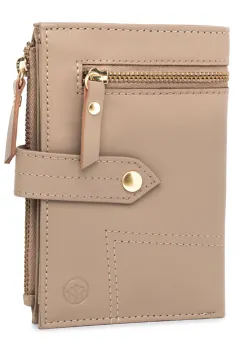 Portofel dama Marquise, Leandra PT1500, piele naturala, Crem imagine