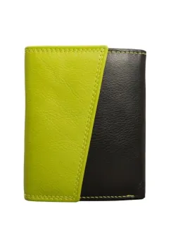 Portofel dama, Zinnia PT1397, piele naturala, Negru/Verde imagine