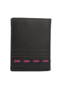 Portofel pentru barbati, Raviv PT1370, piele naturala, Negru/Roz imagine