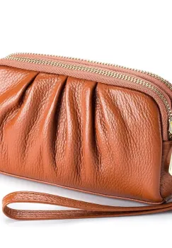 Portofel tip geanta, Rain PT1333, piele naturala, Cognac imagine