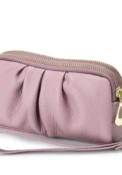 Portofel tip geanta, Rain PT1334, piele naturala, Mov imagine