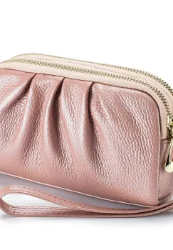 Portofel tip geanta, Rain PT1337, piele naturala, Roz imagine
