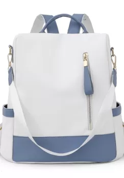 Rucsac dama Carla GT2171, antifurt, Alb/Albastru imagine