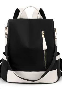 Rucsac dama Carla GT2172, antifurt, Negru/Crem imagine