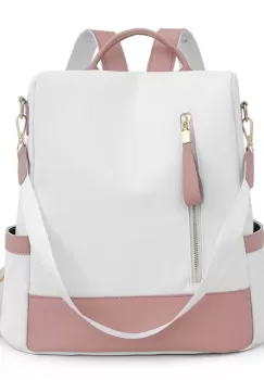 Rucsac dama Carla GT2173, antifurt, Alb/Roz imagine