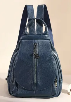 Rucsac dama, Daliah GT3641, piele naturala, Albastru imagine