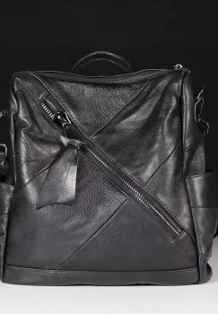 Rucsac dama, Elarin GT3642, piele naturala, Negru imagine