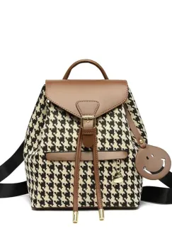 Rucsac dama, Elunara GT3613, Maro/Crem imagine