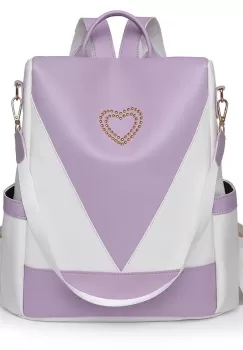 Rucsac dama, Nimue GT2481, antifurt, Alb/Mov imagine