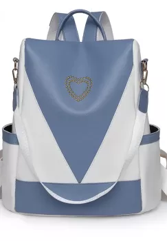 Rucsac dama, Nimue GT2482, antifurt, Alb/Albastru imagine