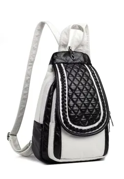 Rucsac dama, Rilena GT3630, Negru/Alb imagine
