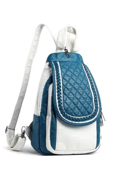 Rucsac dama, Rilena GT3632, Albastru/Alb imagine