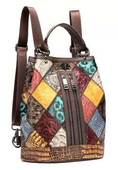 Rucsac dama Rina GT1040, piele naturala, multicolor imagine