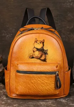 Rucsac dama, Saelis GT3340, piele naturala, Cognac imagine