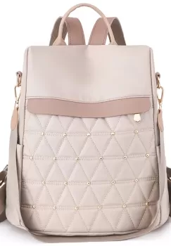 Rucsac de dama, Cleodora GT2616, antifurt, Crem/Roz imagine