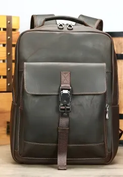 Rucsac pentru barbati, Ares GT3326, piele naturala, Maro imagine