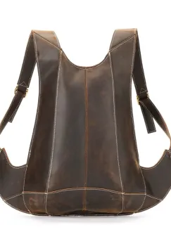 Rucsac pentru barbati, Draven GT3315, piele naturala, Maro inchis imagine