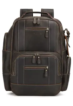 Rucsac pentru barbati, Eiran GT3333, piele naturala, Maro inchis imagine