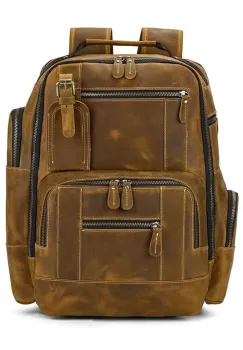Rucsac pentru barbati, Eiran GT3335, piele naturala, Cognac imagine