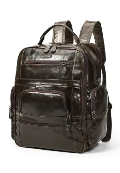 Rucsac pentru barbati, Emeric GT3325, piele naturala, Maro inchis imagine