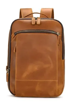 Rucsac pentru barbati, Orion GT3322, piele naturala, Cognac imagine