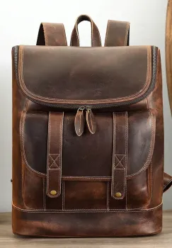 Rucsac pentru barbati, Serian GT3330, piele naturala, Maro imagine