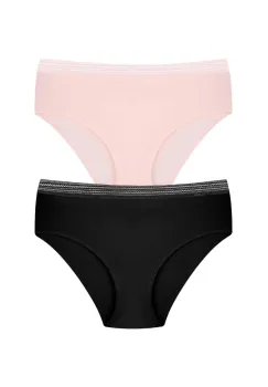 Set 2 perechi de chiloti din bumbac, pentru dama, 20250, Negru/Roz imagine